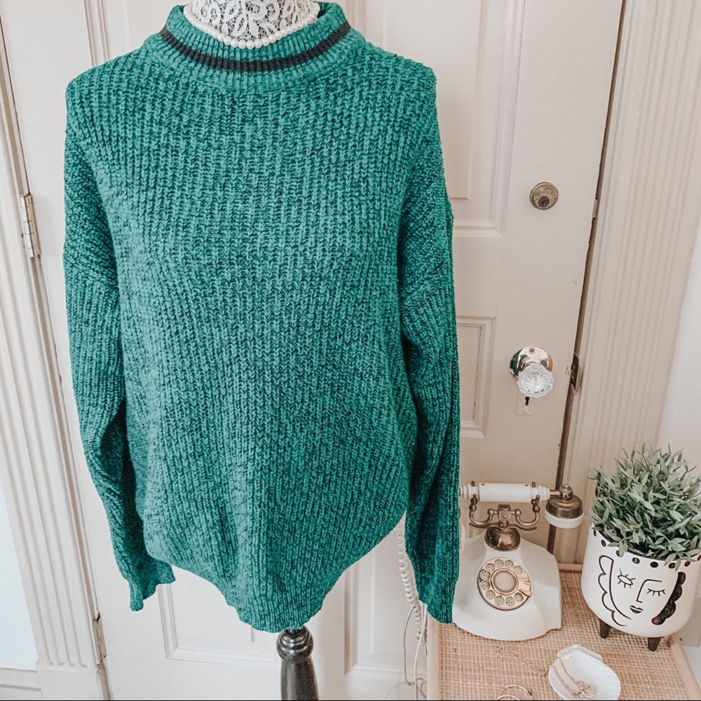 Vintage Playboy Mockneck Teal Sweater 1X
